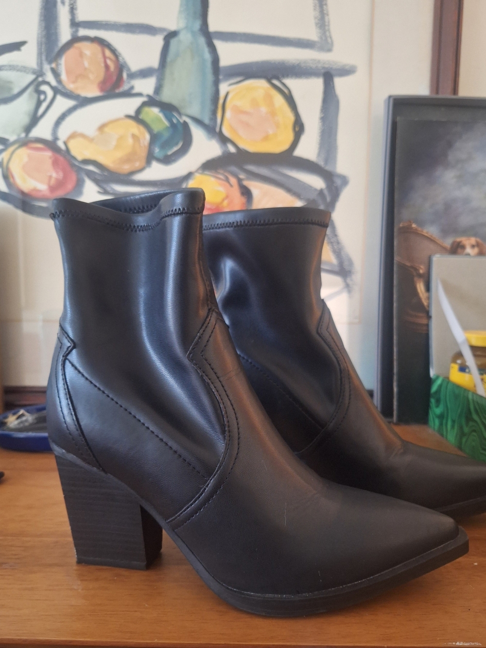 Altar'd State Black Pointed Toe Block Heel Ankle Boots
